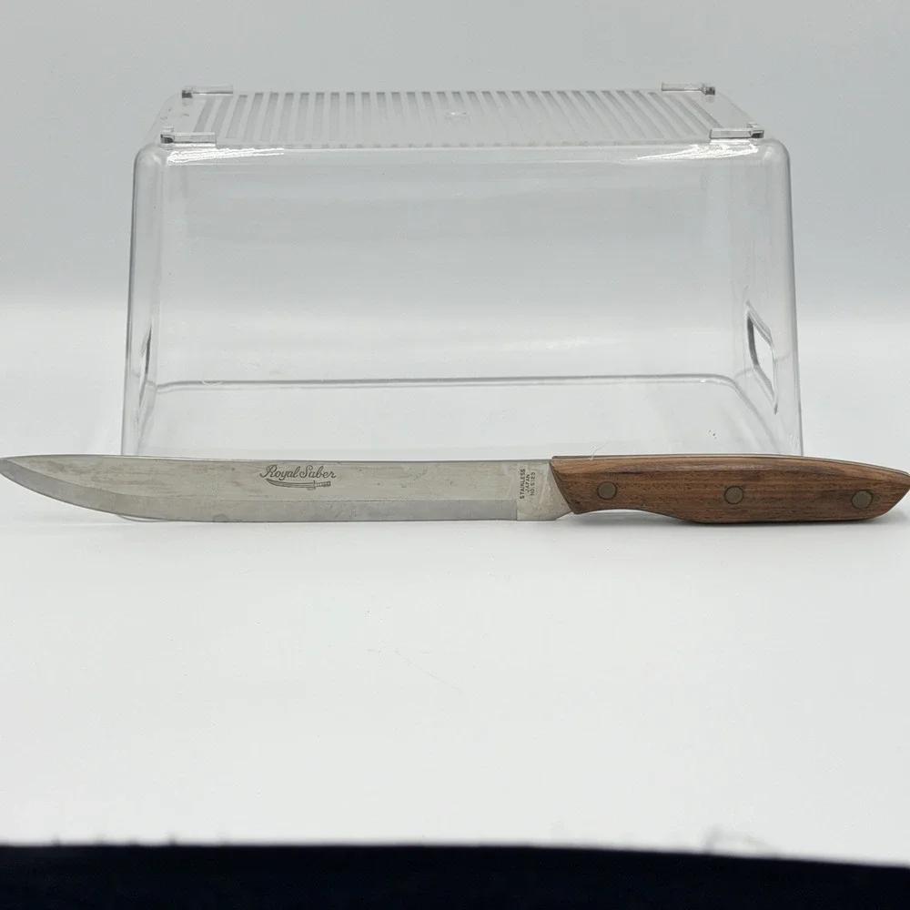 VTG Royal Saber Japan Stainless Steak Chef Knife Set Wood Handle 3 Pc Midcentury